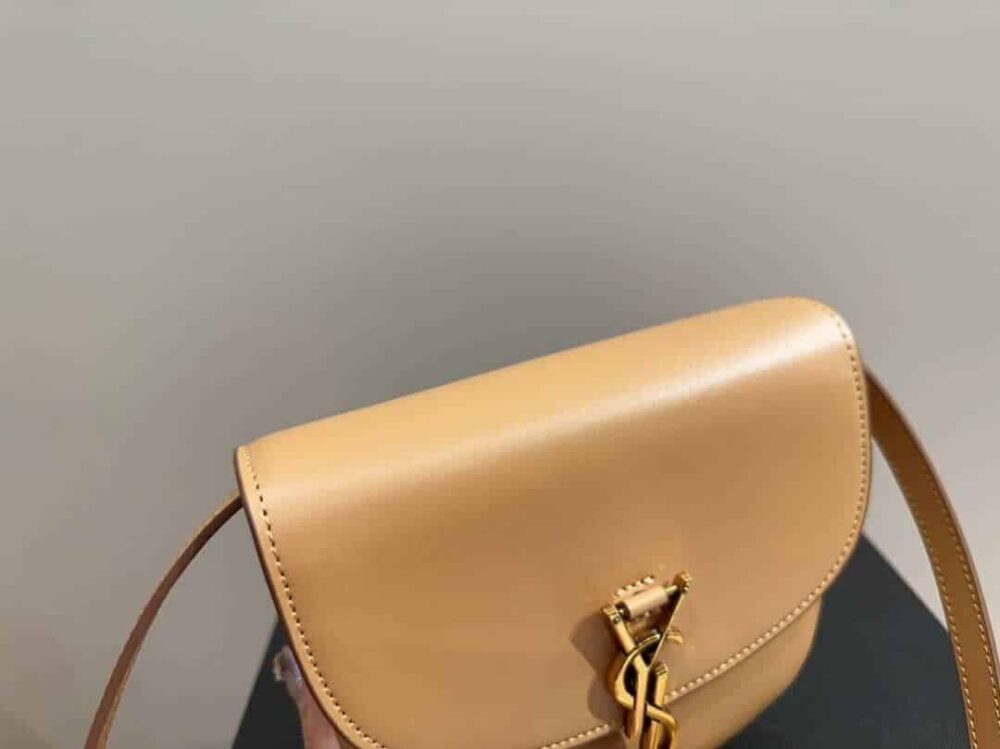 SAINT LAURENT KAIA SMALL SATCHEL IN SMOOTH VINTAGE LEATHER GOLD BROWN 619740BWR6W2725 - Image 4