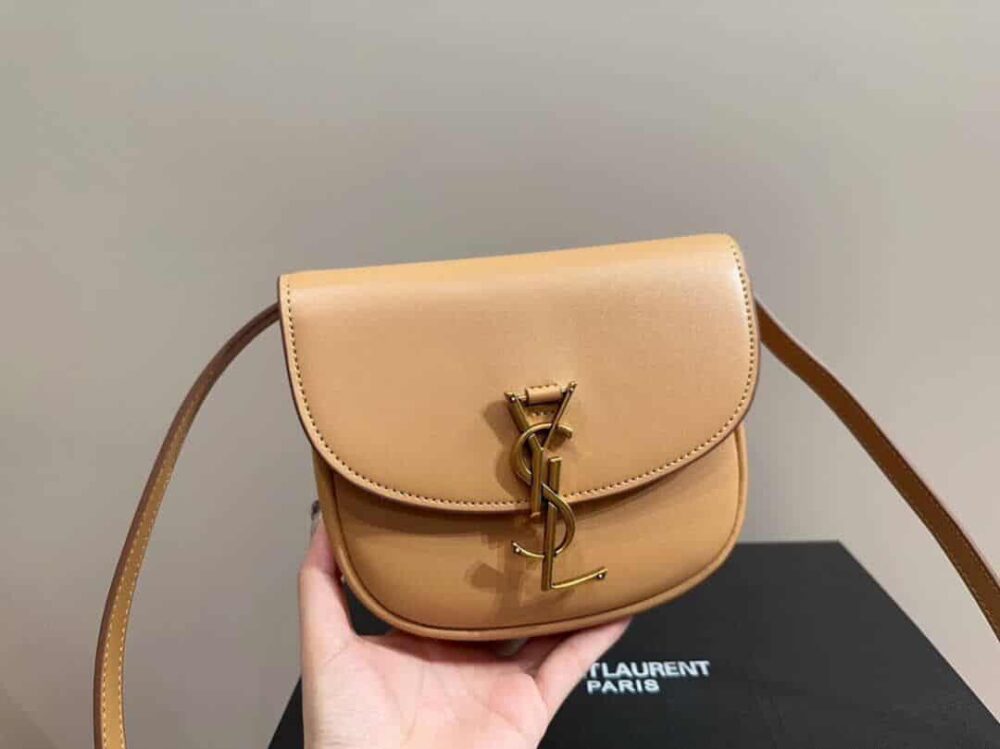 SAINT LAURENT KAIA SMALL SATCHEL IN SMOOTH VINTAGE LEATHER GOLD BROWN 619740BWR6W2725 - Image 5