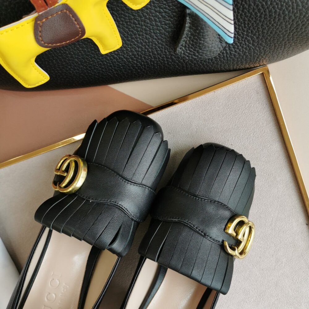 GUCCI MID HEEL PUMP LEATHER BLACK 408208 C9D00 1000 - Image 7