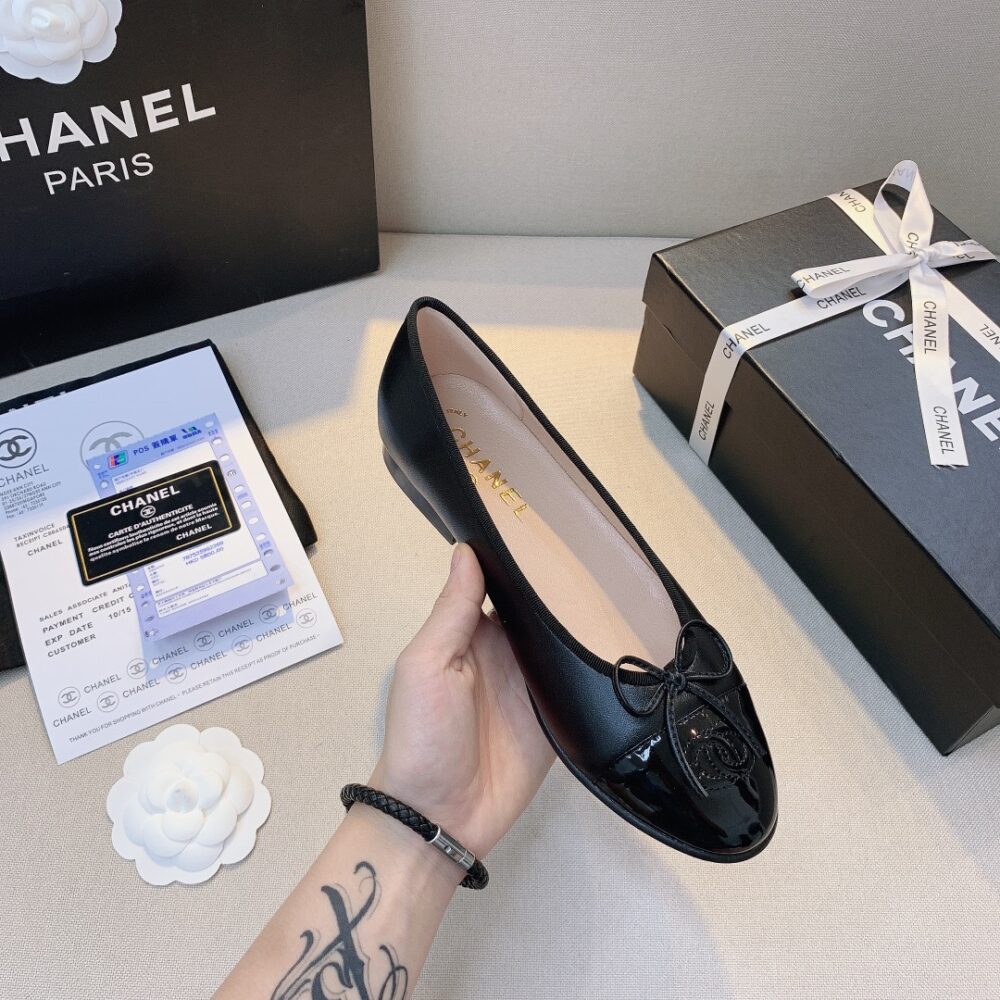 CHANEL BALLET FLATS BLACK G02819 Y01552 94305 - Image 6