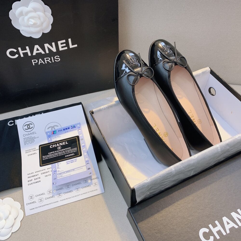 CHANEL BALLET FLATS BLACK G02819 Y01552 94305 - Image 4