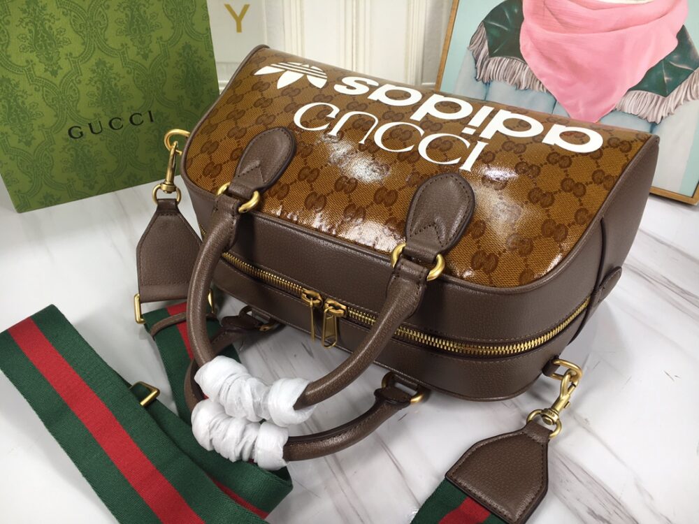GUCCI x ADIDAS MINI DUFFLE BAG BROWN 31.5CM 702397 UVSFT 7268 - Image 5