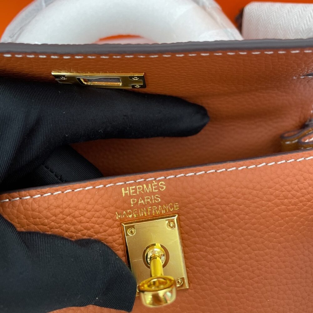 HERMES KELLY SELLIER ROUGE EPSOM GOLD HARDWARE BROWN 20CM - Image 7