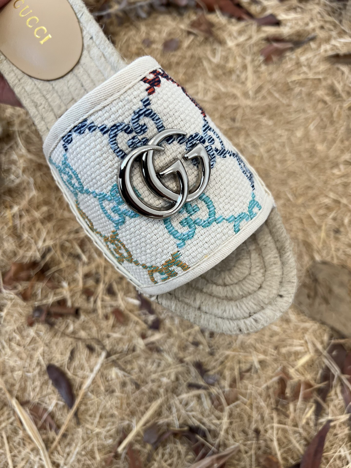 Gucci Women's GG Multicolor Slip On Espadrille Slide Sandals 678037 UFT70 8470 - Image 4