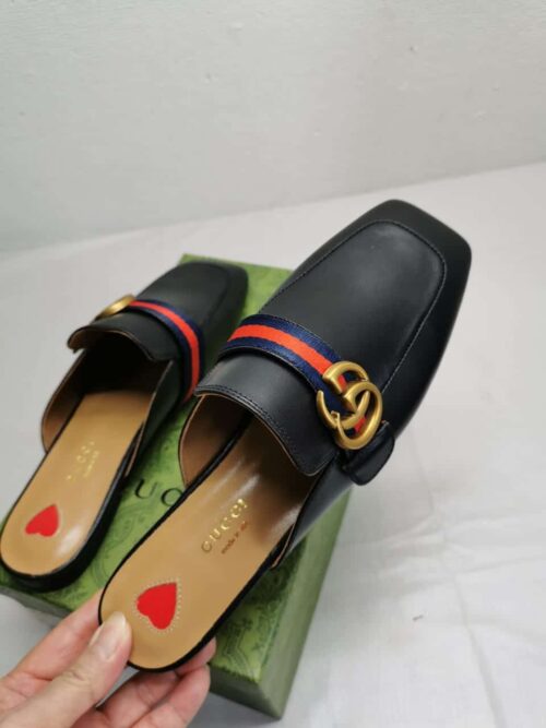 Alternative view of Gucci Women’S Princetown Slipper Double G Black Leather 423694 Dkhc0 1061