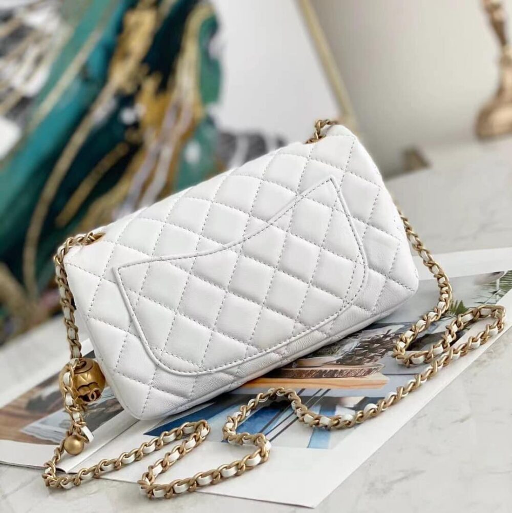 CHANEL 23C PEARL CRUSH MINI RECTANGULAR FLAP BAG WHITE 20CM - Image 5