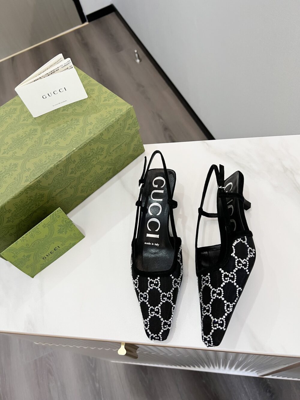 GUCCI WOMEN’S SLINGBACK PUMP BLACK ‎675829 F13A0 1000 - Image 4
