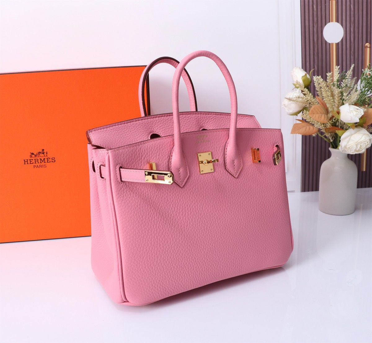 Hermes Birkin 30 Togo Leather Gold Hardware Light Pink 30Cm - Image 3