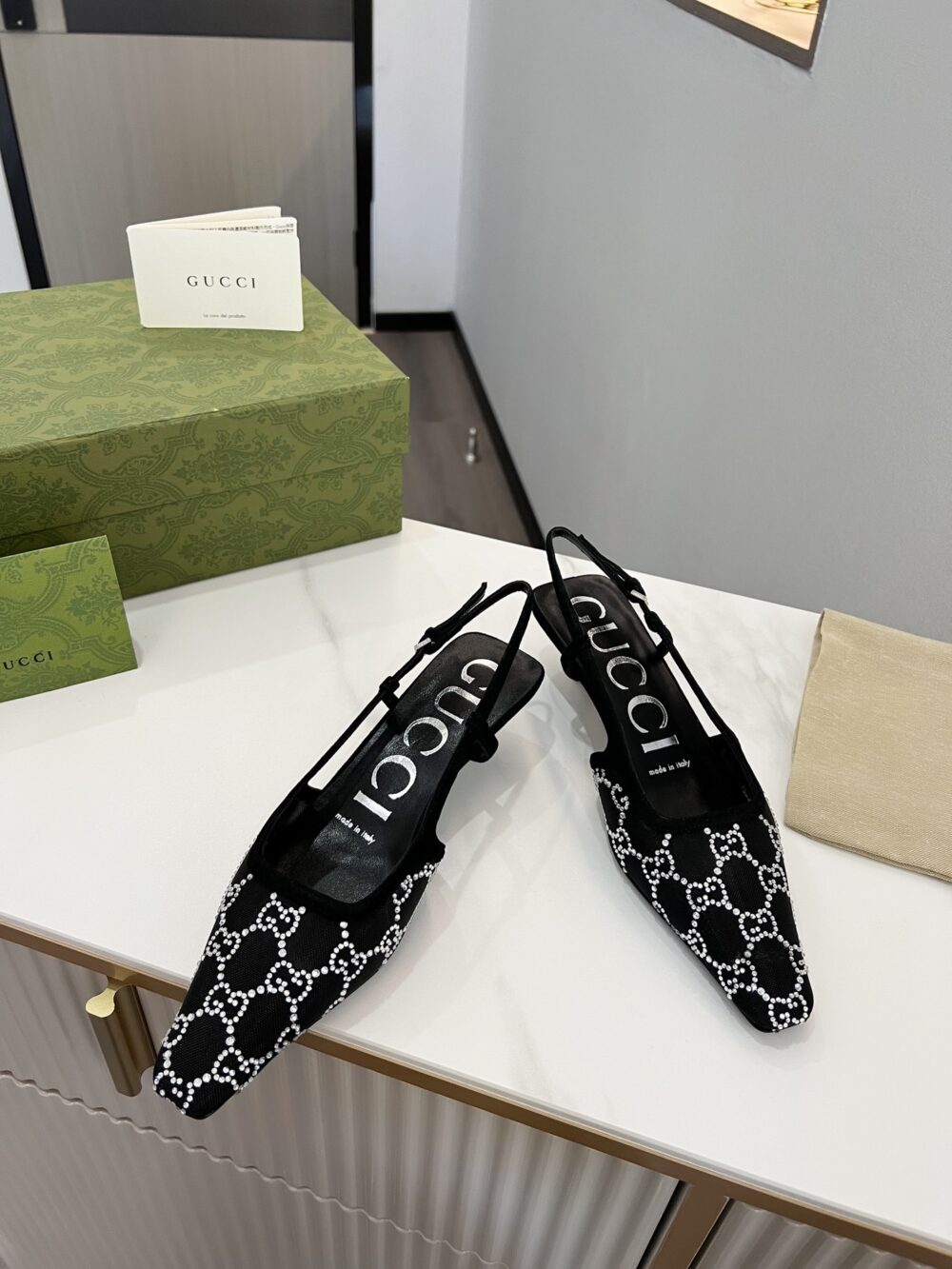 GUCCI WOMEN’S SLINGBACK PUMP BLACK ‎675829 F13A0 1000 - Image 3