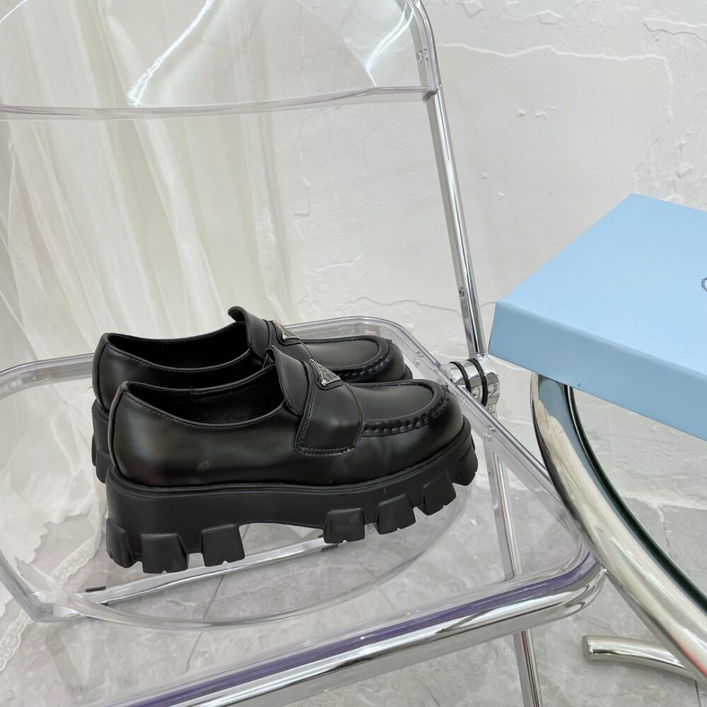 PRADA MONOLITH BRUSHED LEATHER LOAFERS BLACK 2DE129 B4L F0002 - Image 6