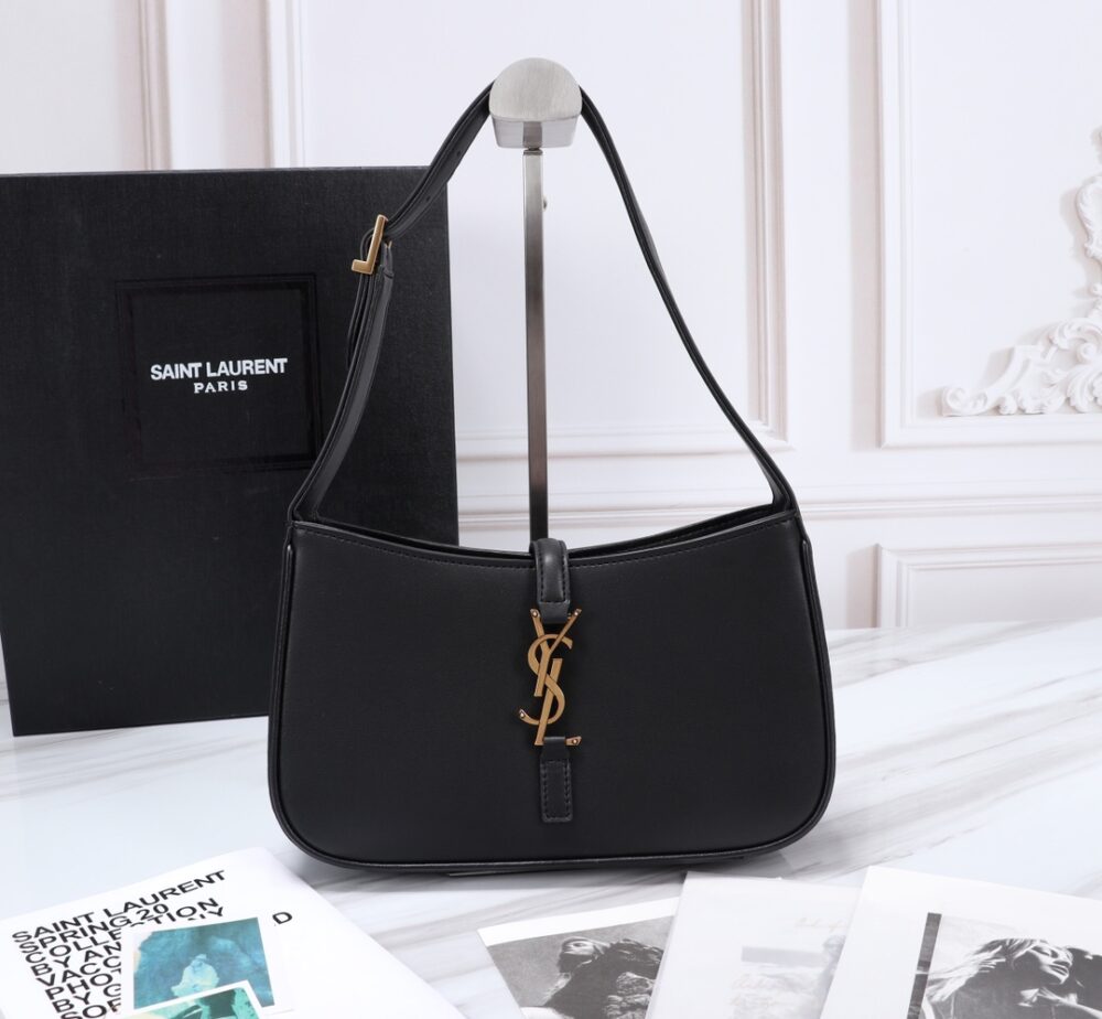 SAINT LAURENT LE 5 À 7 HOBO BAG IN SMOOTH LEATHER BLACK GOLD 23CM 6572282R20W1000 - Image 10