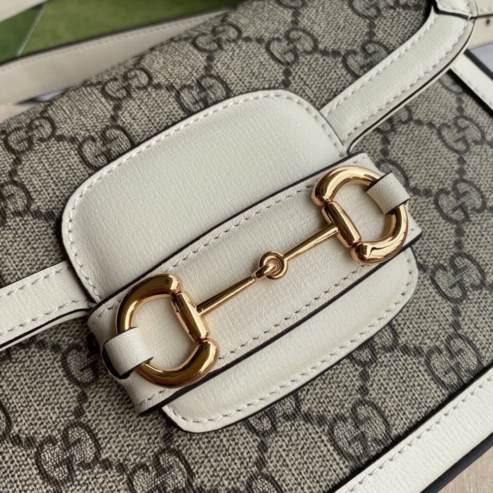 GUCCI HORSEBIT 1955 MINI GG SUPREME CANVAS BEIGE WHITE 20CM 658574 HUHHG 9759 - Image 2