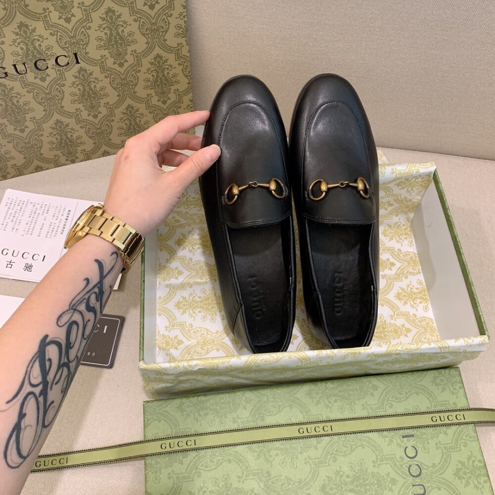 GUCCI WOMEN'S LEATHER HORSEBITS LOAFERS BLACK 414998 DLC00 1000 - Image 5