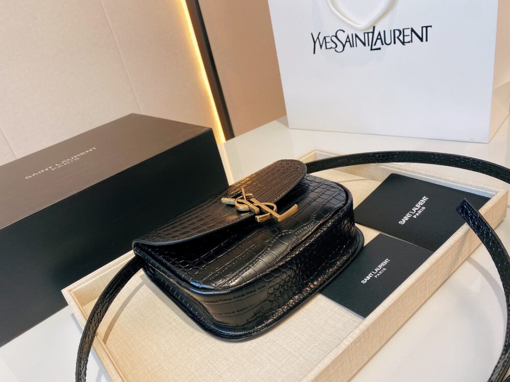 SAINT LAURENT KAIA SMALL EMBOSSED LEATHER BLACK BAG 18CM - Image 3