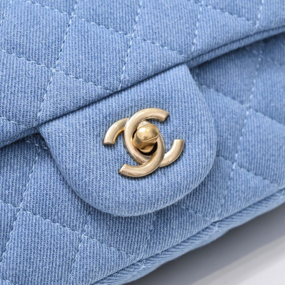 CHANEL MINI FLAP HANDLE DENIM BLUE 20CM - Image 4