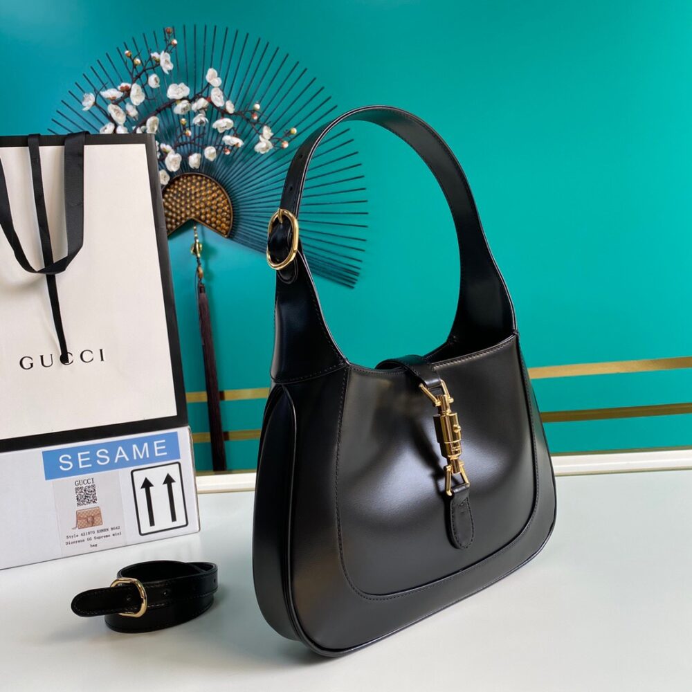 GUCCI JACKIE 1961 SMALL SHOULDER BAG BLACK 27CM 636709 10O0G 1000 - Image 2