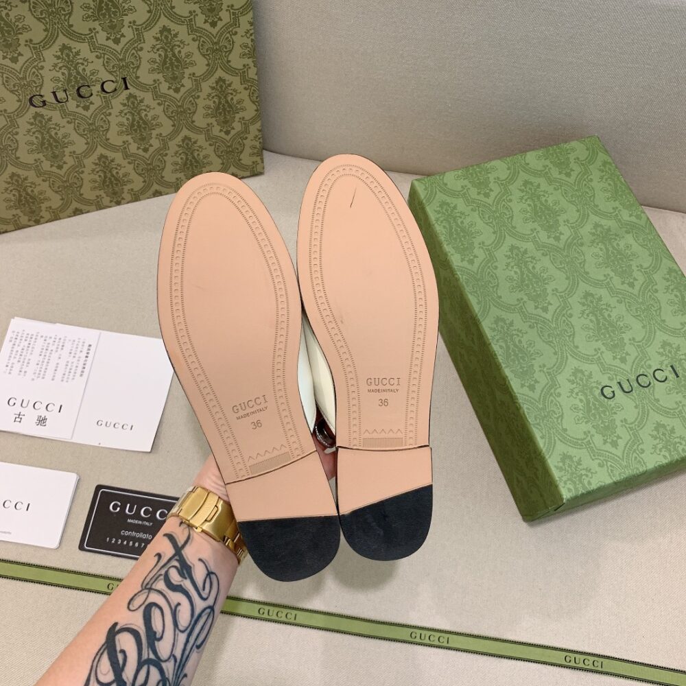 GUCCI PRINCETOWN LEATHER SLIPPER WHITE 423513 C9D00 9022 - Image 9