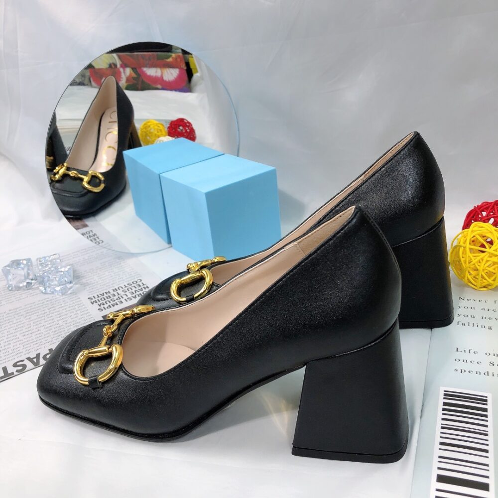 GUCCI WOMEN'S MID HEEL PUMP WITH HORSEBIT BLACK 643886 C9D00 1000 - Image 4