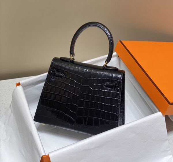 HERMES MINI KELLY K20 GOLD-TONED HARDWARE BLACK 20CM - Image 7
