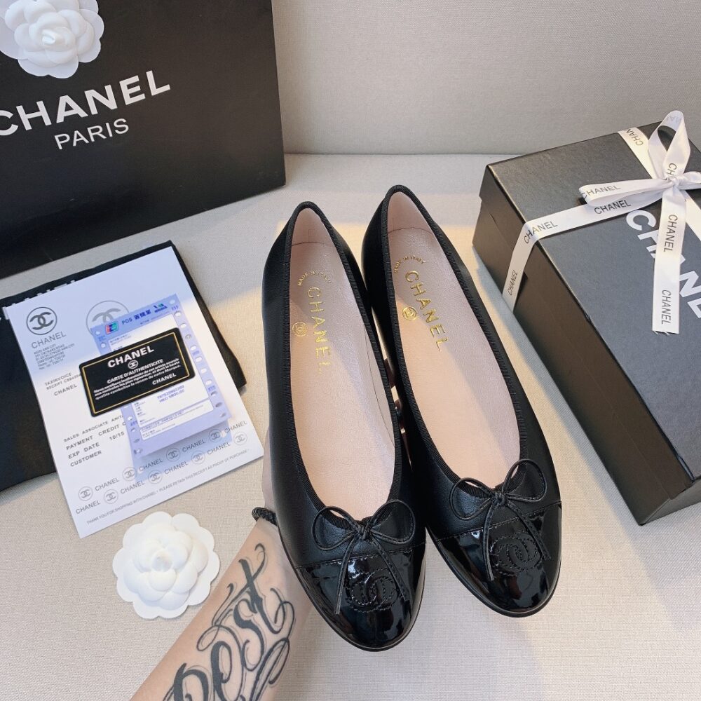 CHANEL BALLET FLATS BLACK G02819 Y01552 94305 - Image 5