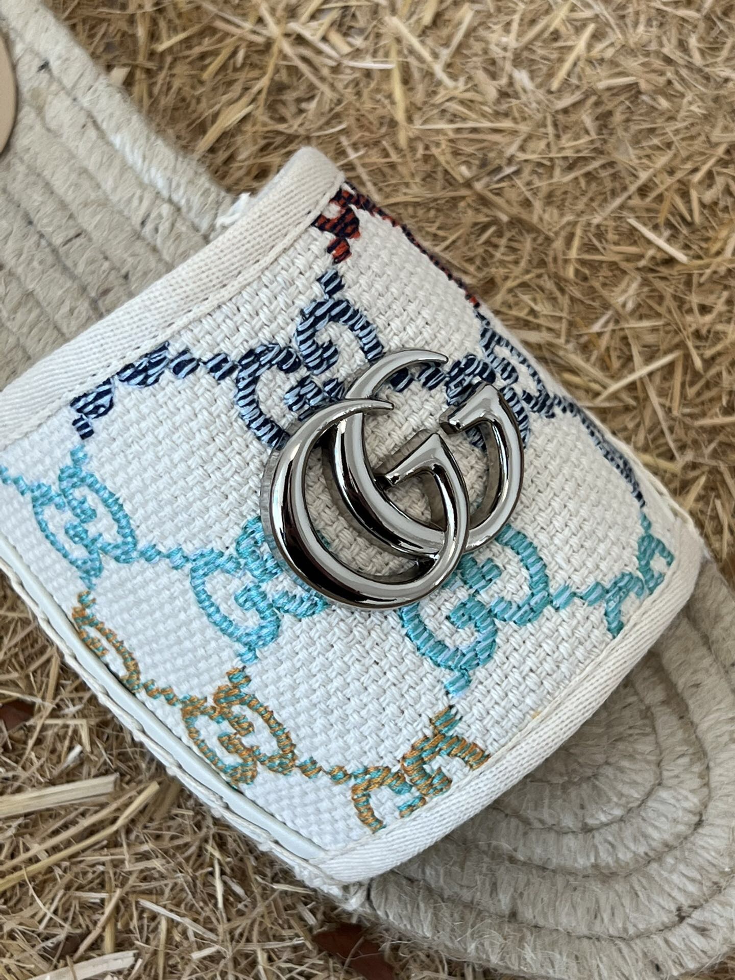 Gucci Women's GG Multicolor Slip On Espadrille Slide Sandals 678037 UFT70 8470 - Image 2