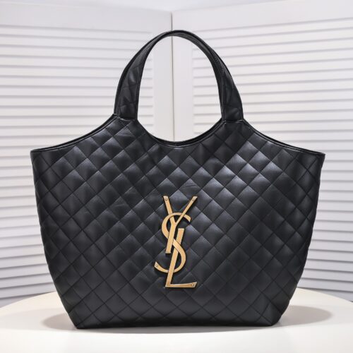 Alternative view of Saint Laurent Icare Maxi Quilted Shoulder Bag Black 50cm 698651AAANG1000