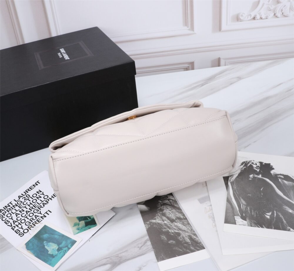 SAINT LAURENT PUFFER SMALL CHAIN BAG IN QUILTED WHITE GOLD 29CM 5774761EL079207 - Image 2