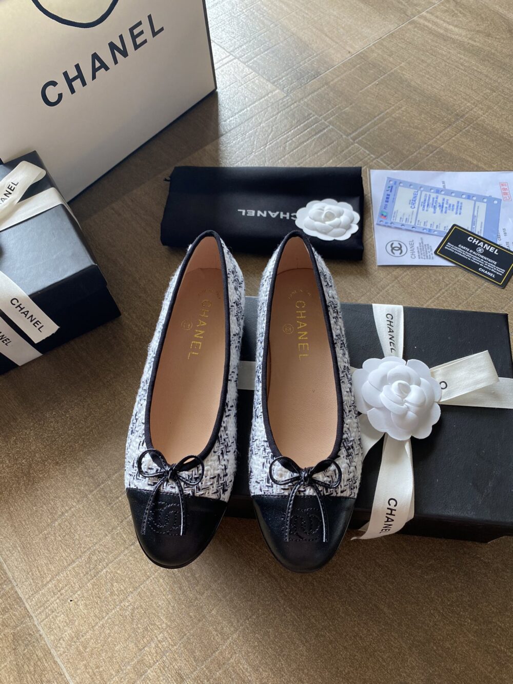 CHANEL PLAIN TOE RUBBER SOLE CASUAL STYLE TWEED WHITE - Image 6