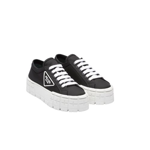 PRADA DOUBLE WHEEL NYLON GABARDINE SNEAKER BLACK 1E260M3LFXF0632F050