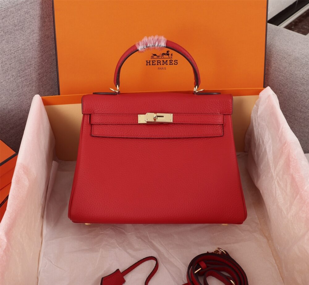HERMES KELLY RED SELLIER ROUGE EPSOM GOLD HARDWARE 25CM - Image 2