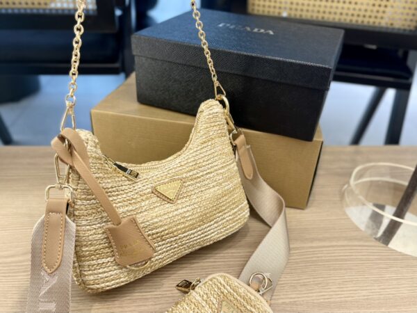 PRADA RE-EDITION 2005 RAFFIA BAG TAN 1BH2042A2TF0018VV9L - Image 6