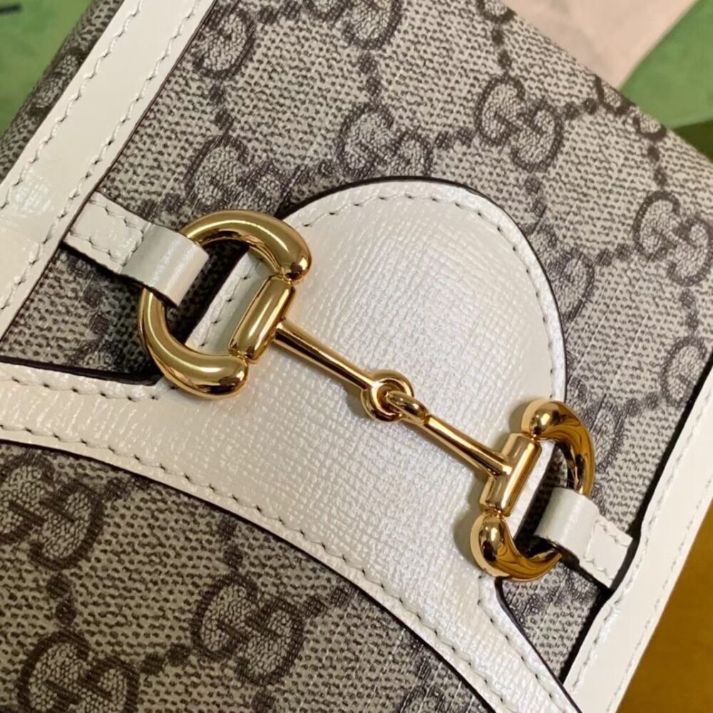 GUCCI HORSEBIT 1955 MINI BAG BEIGE EBONY WHITE 17CM 625615 92TCG 9761 - Image 6