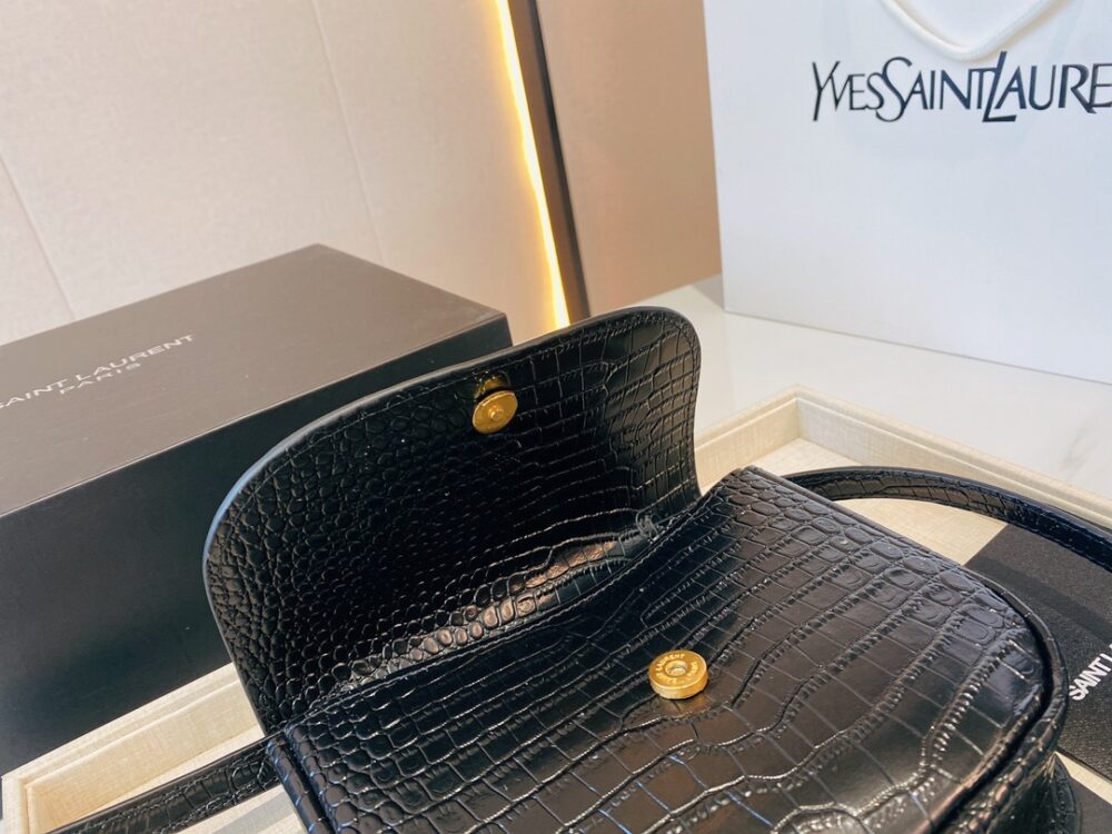 SAINT LAURENT KAIA SMALL EMBOSSED LEATHER BLACK BAG 18CM - Image 9