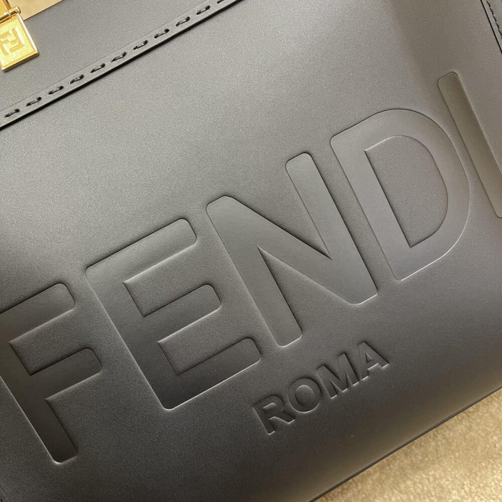 FENDI SUNSHINE MEDIUM BLACK LEATHER SHOPPER 35CM 8BH386ABVLF0KUR - Image 3