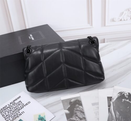 Alternative view of Saint Laurent Puffer Small Chain Bag In Quilted Black Noir 5774761El081000