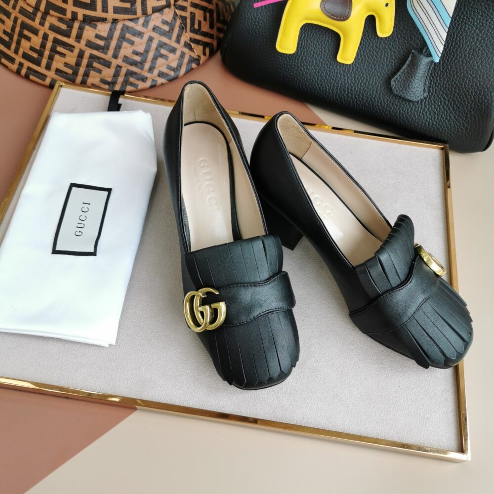 GUCCI MID HEEL PUMP LEATHER BLACK 408208 C9D00 1000 - Image 9