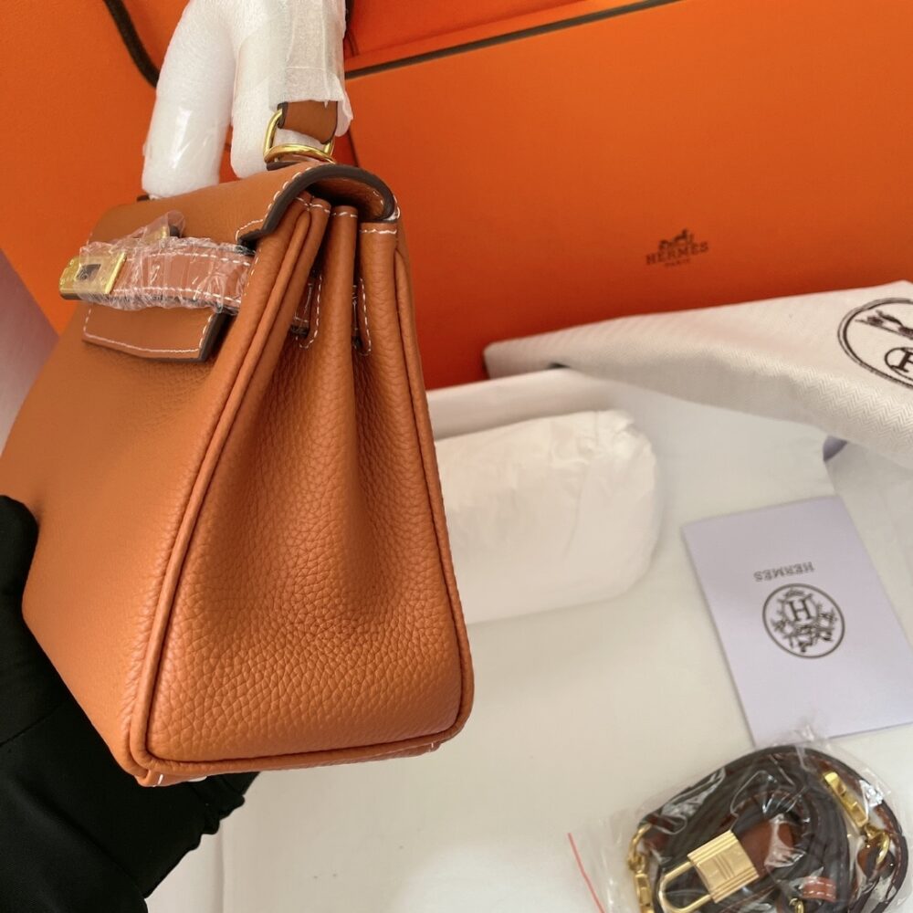 HERMES KELLY SELLIER ROUGE EPSOM GOLD HARDWARE BROWN 20CM - Image 9