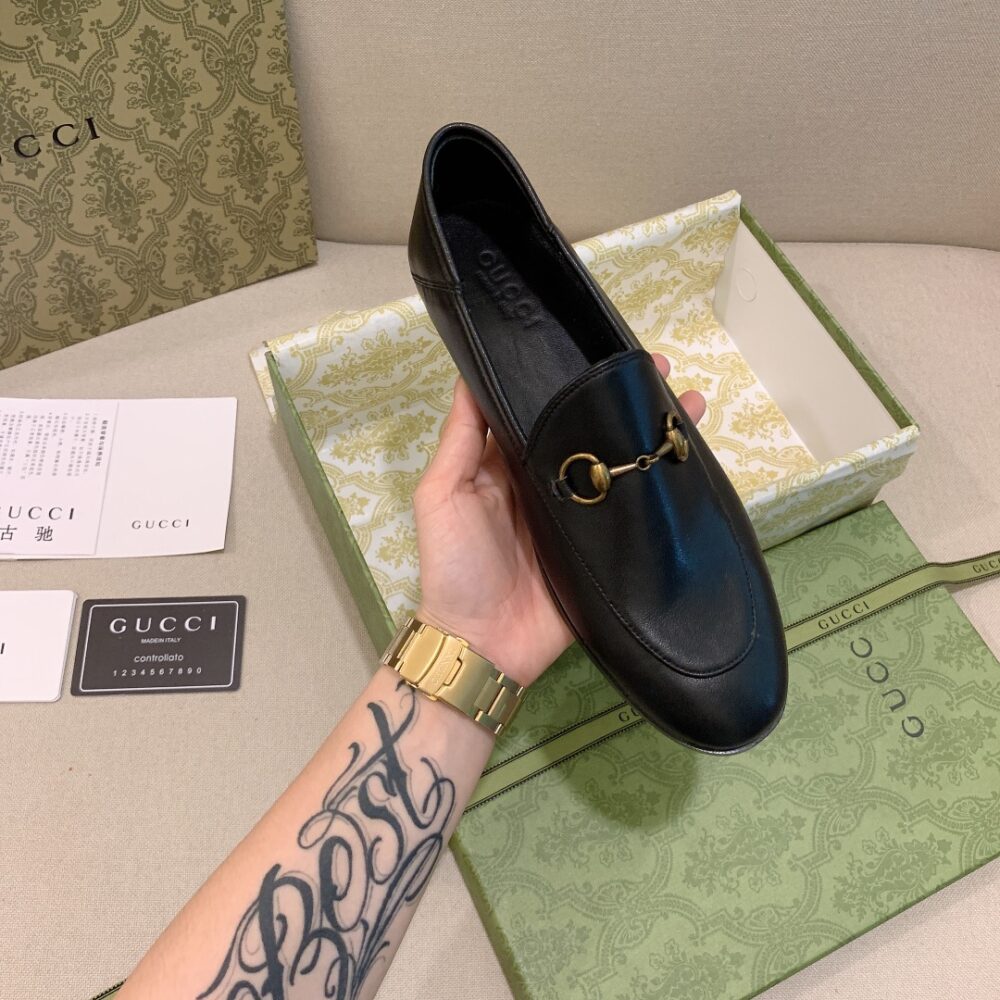 GUCCI WOMEN'S LEATHER HORSEBITS LOAFERS BLACK 414998 DLC00 1000 - Image 8