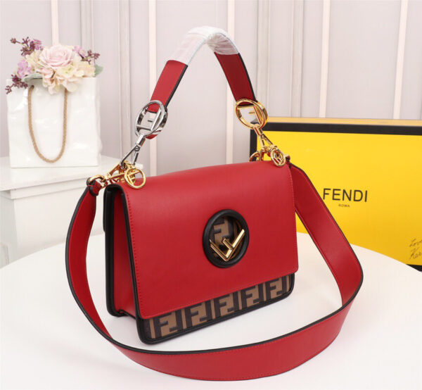 FENDI KAN I F LOGO RED BAG 25CM - Image 9