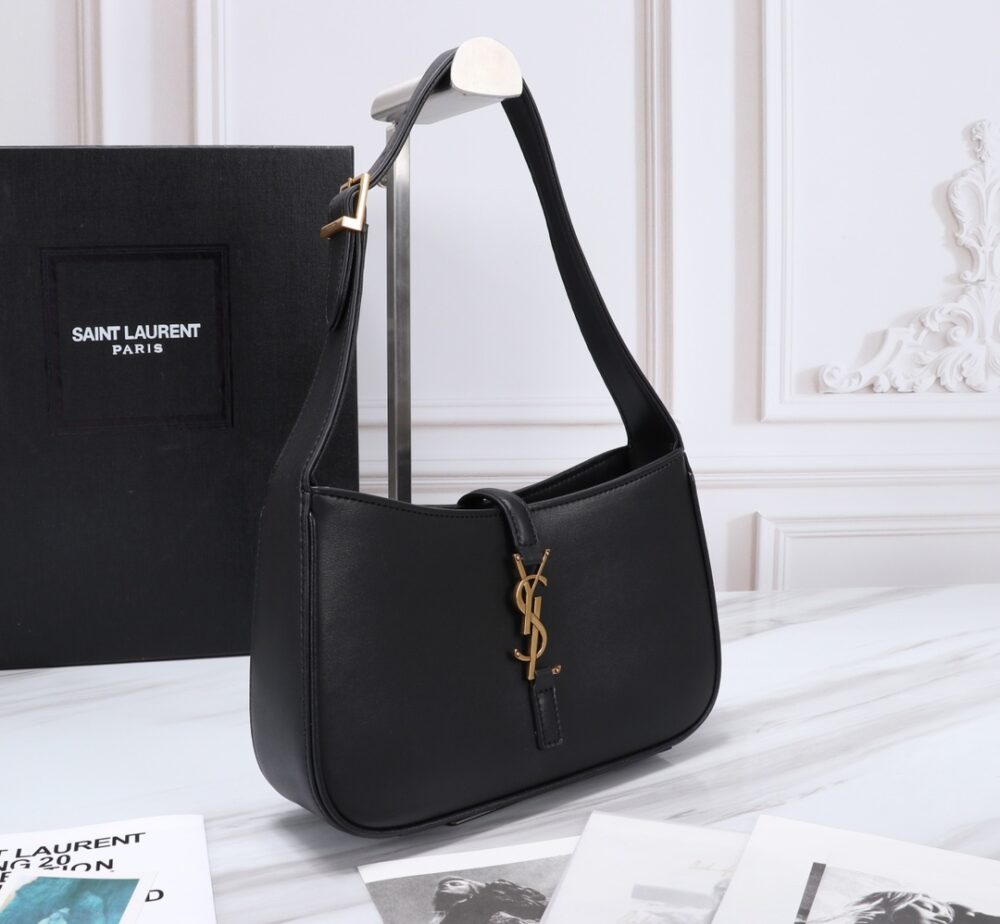 SAINT LAURENT LE 5 À 7 HOBO BAG IN SMOOTH LEATHER BLACK GOLD 23CM 6572282R20W1000 - Image 7
