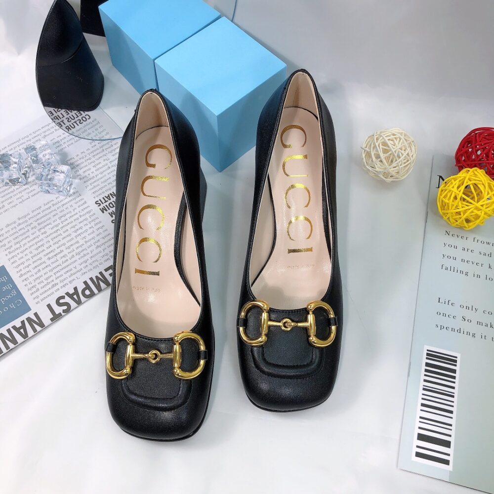 GUCCI WOMEN'S MID HEEL PUMP WITH HORSEBIT BLACK 643886 C9D00 1000 - Image 7