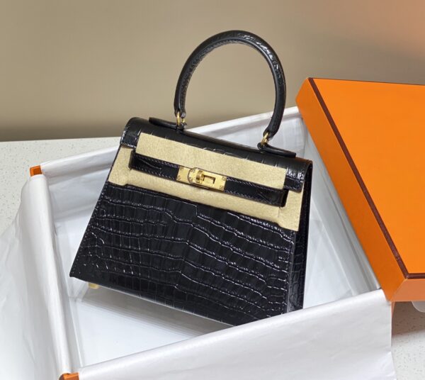 HERMES MINI KELLY K20 GOLD-TONED HARDWARE BLACK 20CM - Image 9