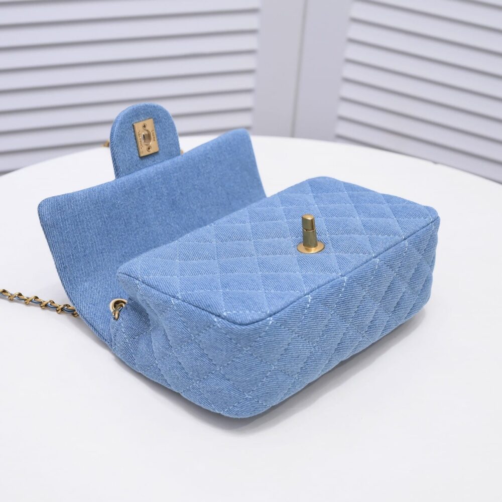 CHANEL MINI FLAP HANDLE DENIM BLUE 20CM - Image 2