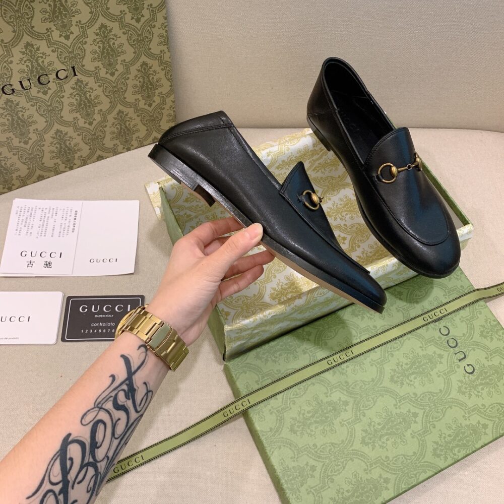 GUCCI WOMEN'S LEATHER HORSEBITS LOAFERS BLACK 414998 DLC00 1000 - Image 9