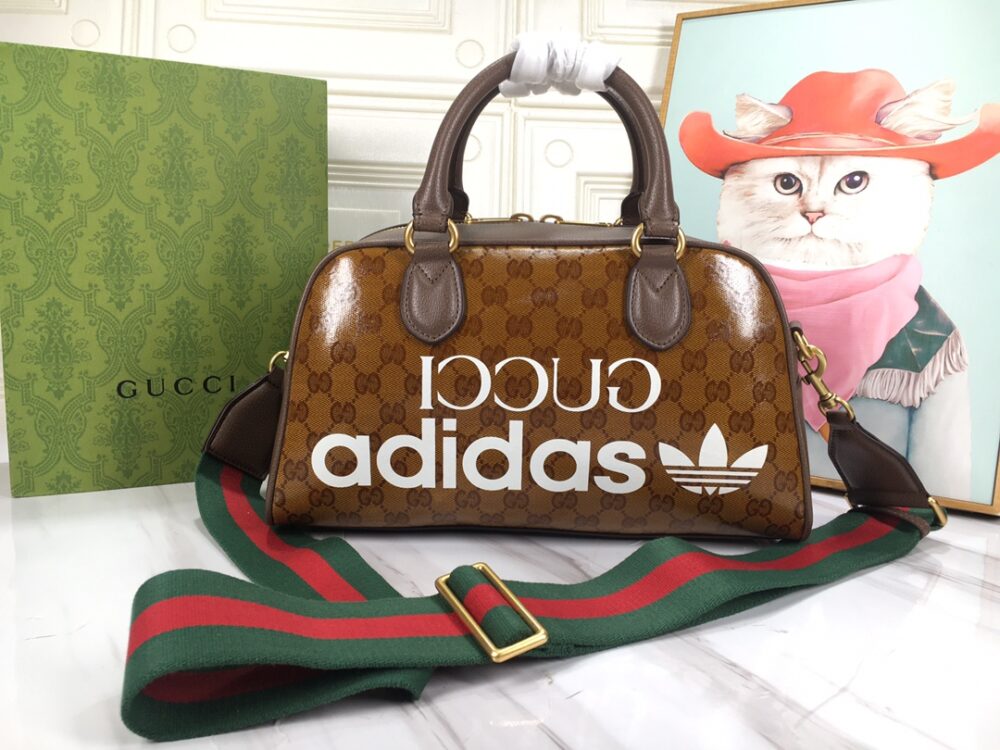 GUCCI x ADIDAS MINI DUFFLE BAG BROWN 31.5CM 702397 UVSFT 7268 - Image 8