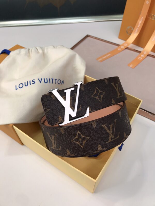 LOUIS VUITTON INITIALES REVERSIBLE MONOGRAM ECLIPSE CANVAS BELT SILVER METAL 4CM - Image 7