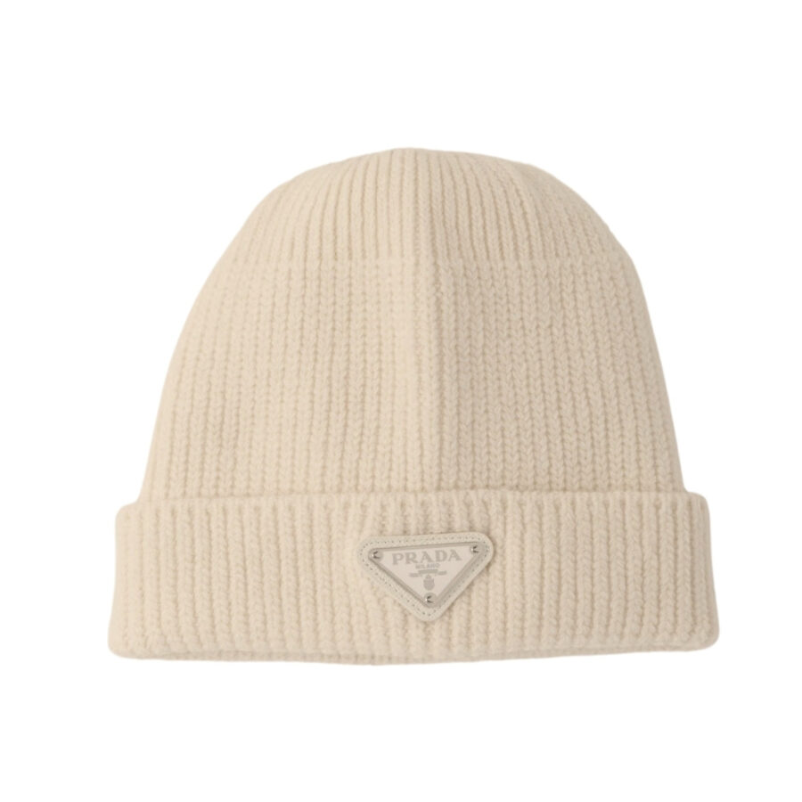 PRADA WOOL AND CASHMERE BEANIE SILVER WHITE UMD489 3IM F0009 S 211