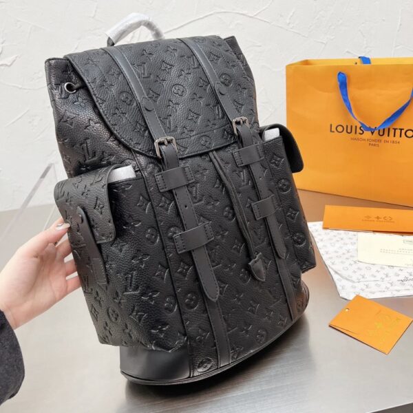 LOUIS VUITTON CHRISTOPHER MM BACKPACK MONOGRAM TAURILLON LEATHER BLACK 45CM M55699 - Image 2