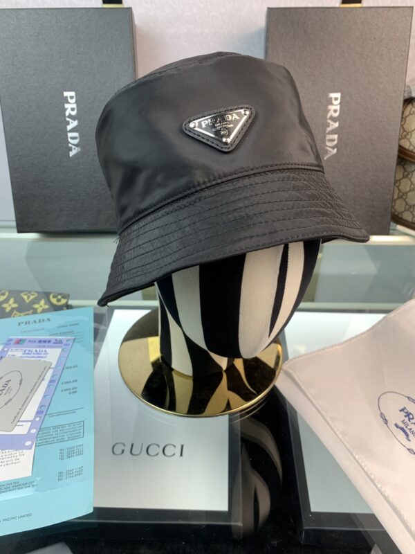PRADA RENYLON BUCKET HAT SLIVER BLACK - Image 2