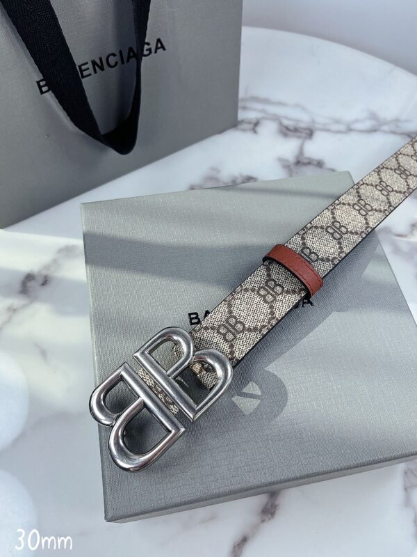 BALENCIAGA SUPREME CANVAS WITH BB SILVER METAL BUCKLE 30MM - Image 6